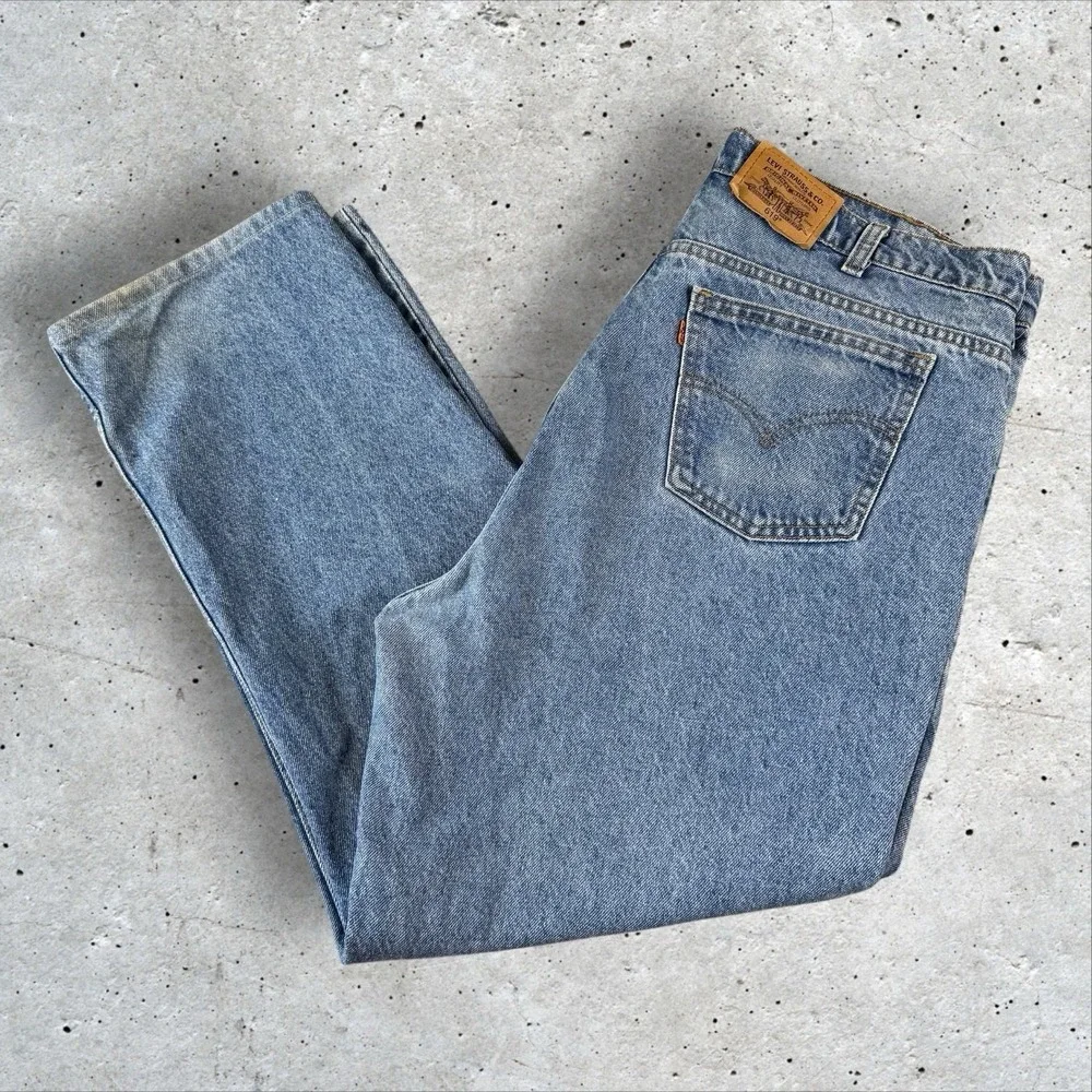 Vintage 619 Levi's Jeans Fits 38x29 Mens Light Wash Orange Tab Faded‎ 90s Denim